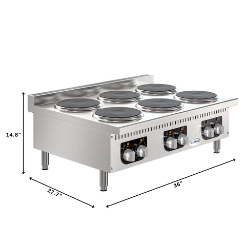 36 in. 6-Burner Commercial Electric Range Hot Plate, 240V