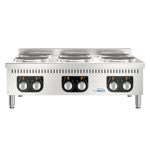 36 in. 6-Burner Commercial Electric Range Hot Plate, 240V