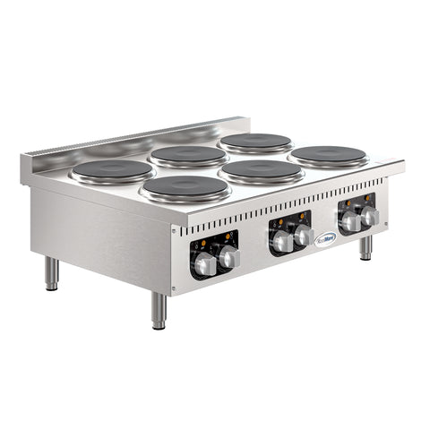 36 in. 6-Burner Commercial Electric Range Hot Plate, 240V