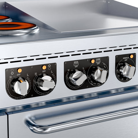 36 in. Commercial 2-Burner and 24 in. Griddle Electric Range Oven, 240V
