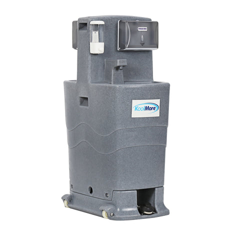 26.4 Gallon Double Mobile Hand Washing Station with Soap and Paper Towel Dispensers, Wheels and Grab Handle