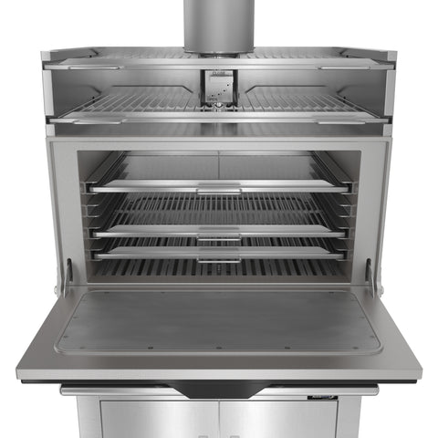 35 in. Commercial Charcoal Oven with Warming Racks and Base Cabinet in Stainless-Steel