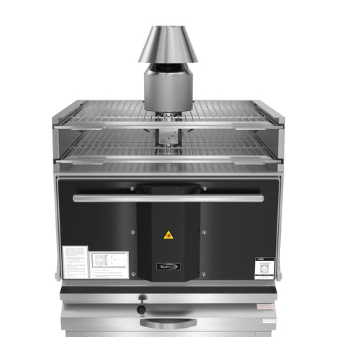 35 in. Commercial Charcoal Oven with Warming Racks and Base Cabinet in Stainless-Steel