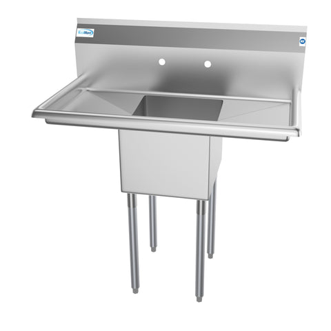 38 in. One Compartment Stainless Steel Commercial Sink with Drainboards, Bowl Size 14"x 16"x 11"