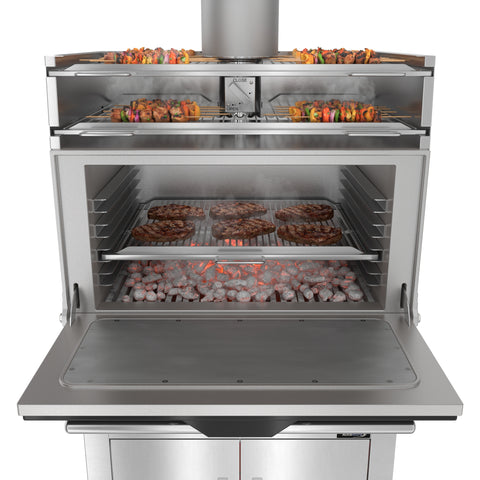 35 in. Commercial Charcoal Oven with Warming Racks in Stainless-Steel