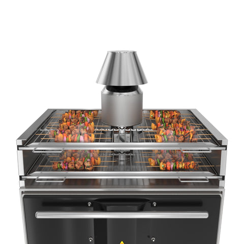28 in. Commercial Charcoal Oven with Warming Racks in Stainless-Steel