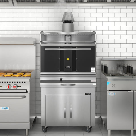 28 in. Commercial Charcoal Oven with Warming Racks in Stainless-Steel
