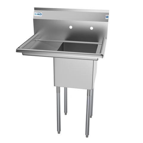 29 in. One compartment Stainless Steel Commercial Restaurant Sink with Drainboard, Bowl Size 14" x 16" x 11"