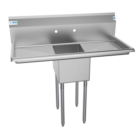 44 in. One Compartment Stainless Steel Commercial Sink with 2 Drainboards, Bowl Size 12"x 16"x 10"