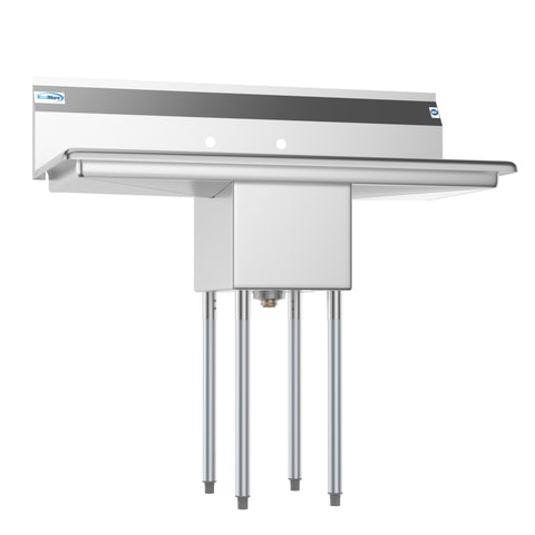 44 in. One Compartment Stainless Steel Commercial Sink with 2 Drainboards, Bowl Size 12"x 16"x 10"
