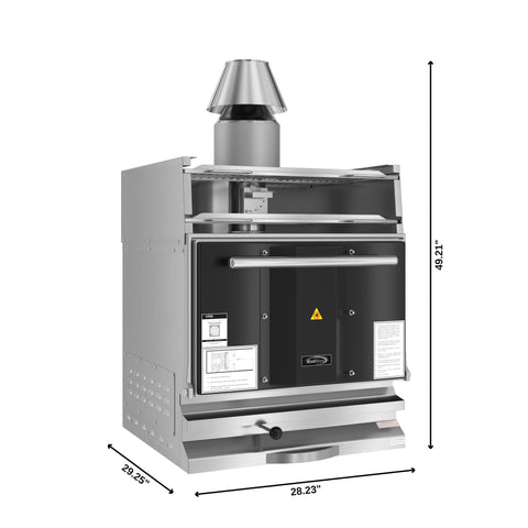 28 in. Commercial Charcoal Oven with Warming Racks in Stainless-Steel