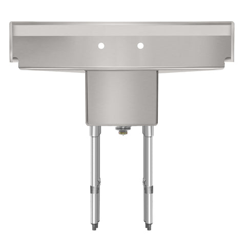 45 in. One compartment Stainless Steel Commercial Sink with Drainboards and Faucet, Bowl Size 15"x 15"x 12"