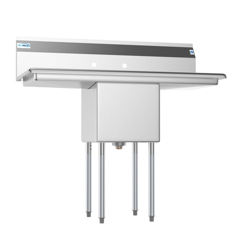45 in. One Compartment Stainless Steel Commercial Sink with Drainboards, Bowl Size 15"x 15"x 12"
