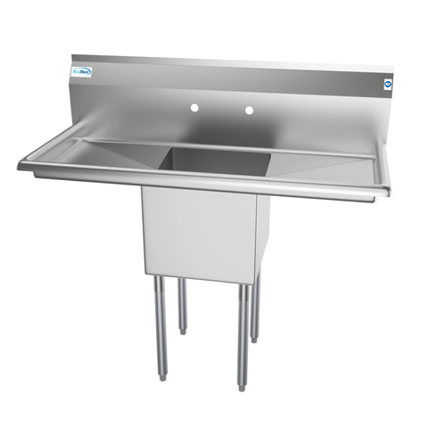 45 in. One Compartment Stainless Steel Commercial Sink with Drainboards, Bowl Size 15"x 15"x 12"