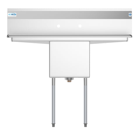 45 in. One Compartment Stainless Steel Commercial Sink with Drainboards, Bowl Size 15"x 15"x 12"