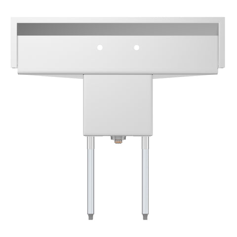 45 in. One Compartment Stainless Steel Commercial Sink with Drainboards, Bowl Size 15"x 15"x 12"