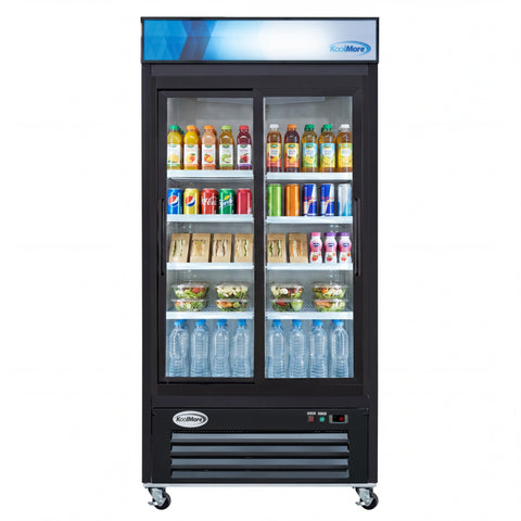 40 in. 33 Cu. Ft. Commercial Merchandiser Refrigerator with Sliding Doors, LED Lighting in Black