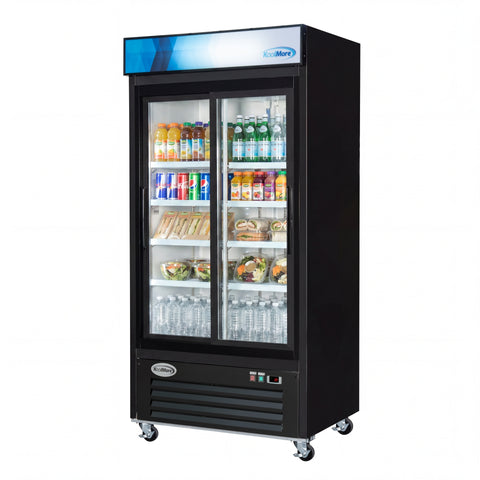 40 in. 33 Cu. Ft. Commercial Merchandiser Refrigerator with Sliding Doors, LED Lighting in Black
