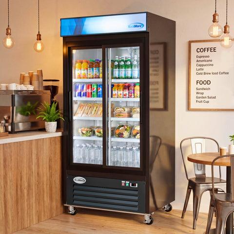 40 in. 33 Cu. Ft. Commercial Merchandiser Refrigerator with Sliding Doors, LED Lighting in Black