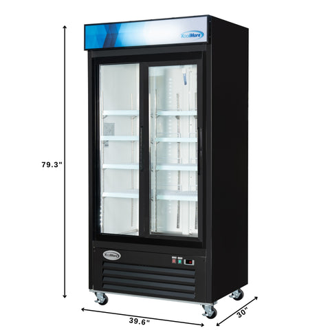 40 in. 33 Cu. Ft. Commercial Merchandiser Refrigerator with Sliding Doors, LED Lighting in Black