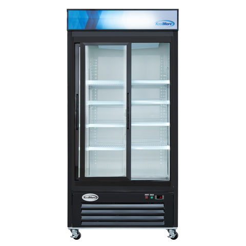 40 in. 33 Cu. Ft. Commercial Merchandiser Refrigerator with Sliding Doors, LED Lighting in Black