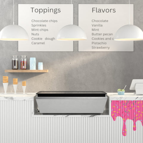 39 in. 5-Pan Countertop Ice Cream Display Freezer with Glass Top in Stainless-Steel