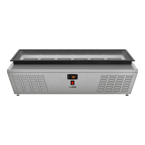 45 in. 6-Pan Countertop Ice Cream Display Freezer with Glass Top in Stainless-Steel