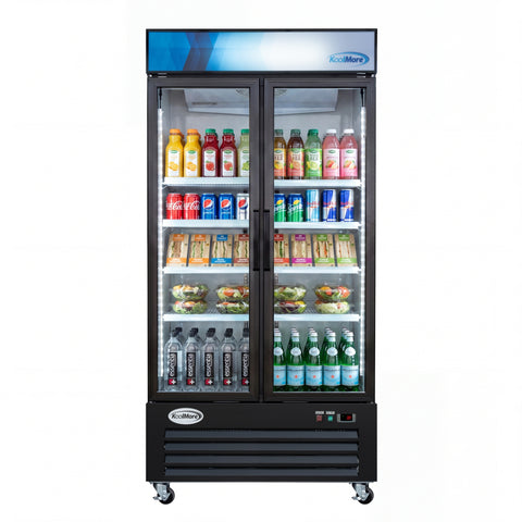 40 in. 33 Cu. Ft. Commercial Merchandiser Refrigerator with Swing Doors, LED Lighting in Black