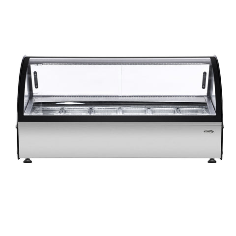 46 in. Countertop Gelato Display Case with 6 Pans and Built-in Glass Sneeze Guard in Stainless-Steel