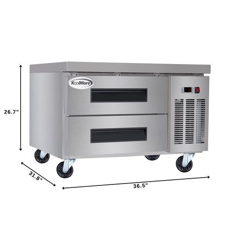36 in. 2-Drawer Commercial Chef Base Freezer in Stainless-Steel