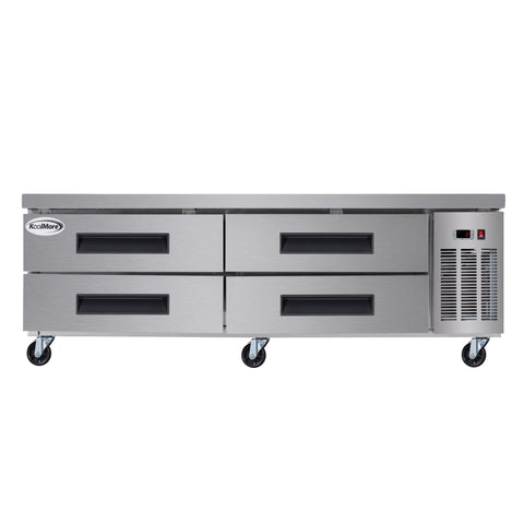 72 in. 4-Drawer Commercial Chef Base Freezer in Stainless-Steel