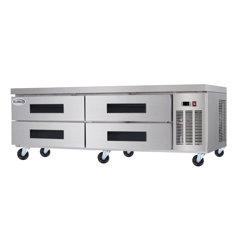 72 in. 4-Drawer Commercial Chef Base Freezer in Stainless-Steel