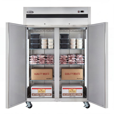 54 in. Two-Door Commercial Reach-In Freezer with Top-Mounted Compressor, 49 cu. ft. in Stainless-Steel