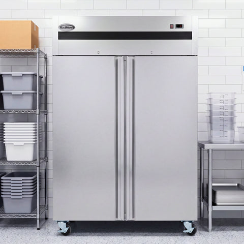 54 in. Two-Door Commercial Reach-In Freezer with Top-Mounted Compressor, 49 cu. ft. in Stainless-Steel