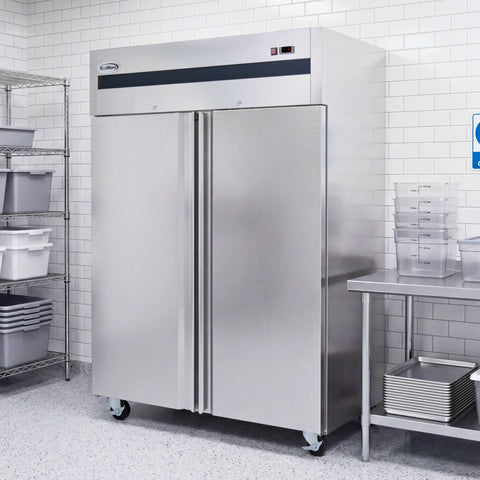 54 in. Two-Door Commercial Reach-In Freezer with Top-Mounted Compressor, 49 cu. ft. in Stainless-Steel