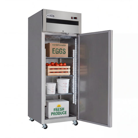 30 in. Solid Door Commercial Reach-In Refrigerator with Top-Mounted Compressor, 25 cu. ft. in Stainless-Steel