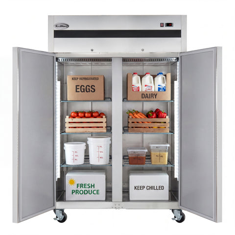 54 in. Two-Door Commercial Reach-In Refrigerator with Top-Mounted Compressor, 49 cu. ft. in Stainless-Steel