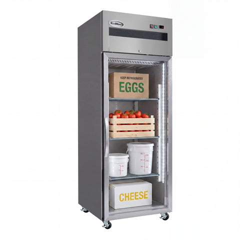 30 in. Glass-Door Commercial Reach-In Refrigerator with Top-Mounted Compressor, 25 cu. ft. in Stainless-Steel