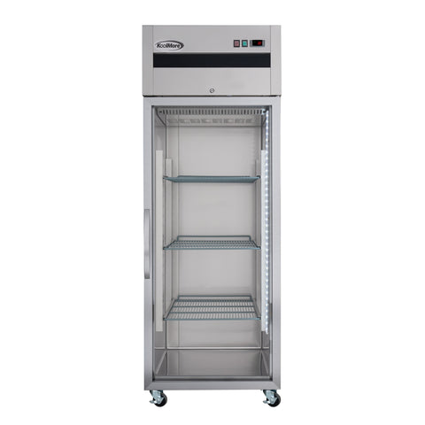 30 in. Glass-Door Commercial Reach-In Refrigerator with Top-Mounted Compressor, 25 cu. ft. in Stainless-Steel