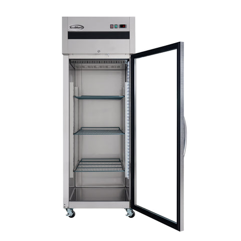 30 in. Glass-Door Commercial Reach-In Refrigerator with Top-Mounted Compressor, 25 cu. ft. in Stainless-Steel
