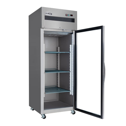 30 in. Glass-Door Commercial Reach-In Refrigerator with Top-Mounted Compressor, 25 cu. ft. in Stainless-Steel