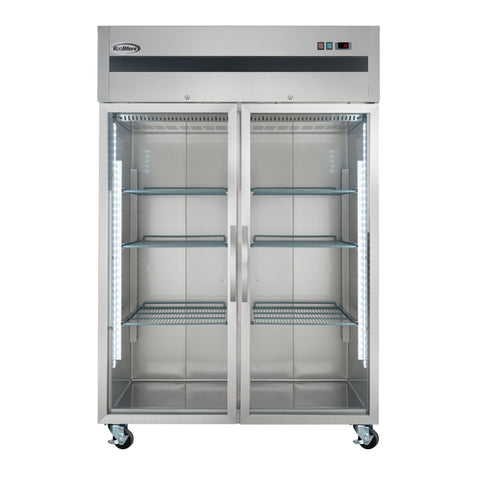 54 in. Two-Glass-Door Commercial Reach-In Refrigerator with Top-Mounted Compressor, 49 cu. ft. in Stainless-Steel