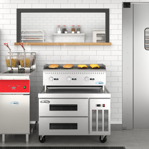 36 in. 2-Drawer Commercial Chef Base Freezer in Stainless-Steel