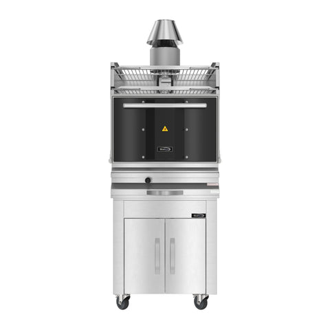 28 in. Commercial Charcoal Oven with Warming Racks and Base Cabinet in Stainless-Steel