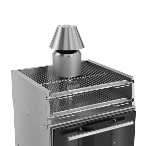 28 in. Commercial Charcoal Oven with Warming Racks and Base Cabinet in Stainless-Steel