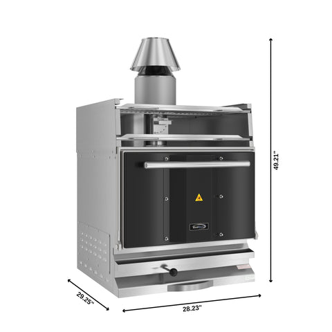 28 in. Commercial Charcoal Oven with Warming Racks in Stainless-Steel