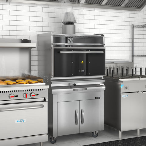35 in. Commercial Charcoal Oven with Warming Racks in Stainless-Steel