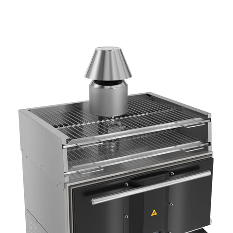 35 in. Commercial Charcoal Oven with Warming Racks and Base Cabinet in Stainless-Steel