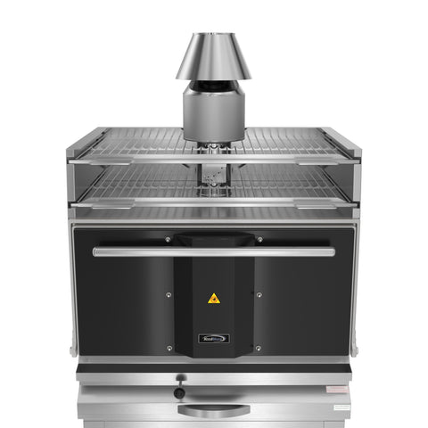 35 in. Commercial Charcoal Oven with Warming Racks and Base Cabinet in Stainless-Steel