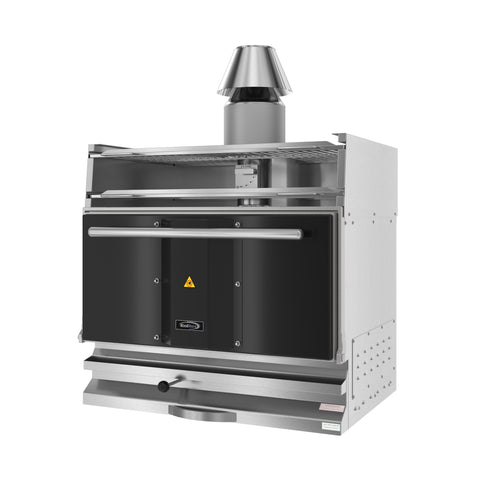 35 in. Commercial Charcoal Oven with Warming Racks in Stainless-Steel